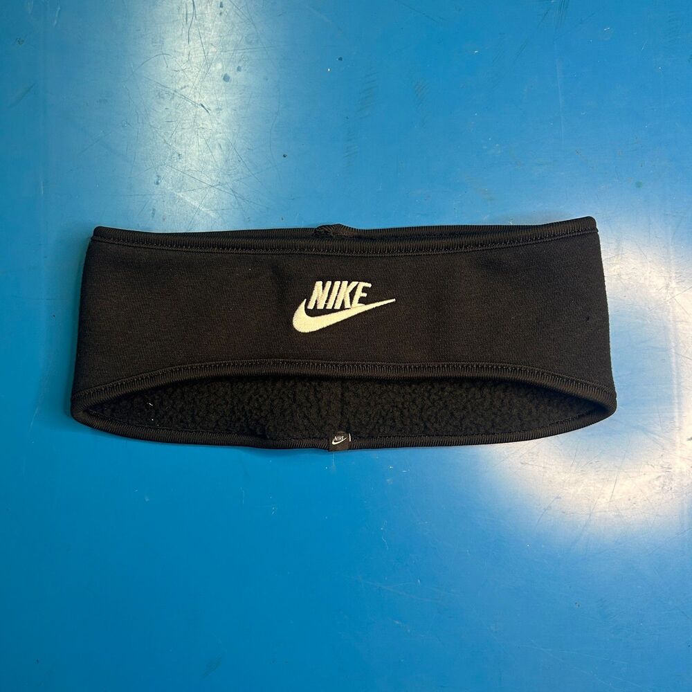 Nike Club Fleece Headband Black Light Grey Heather Winter Sports One Size - Picture 2 of 5